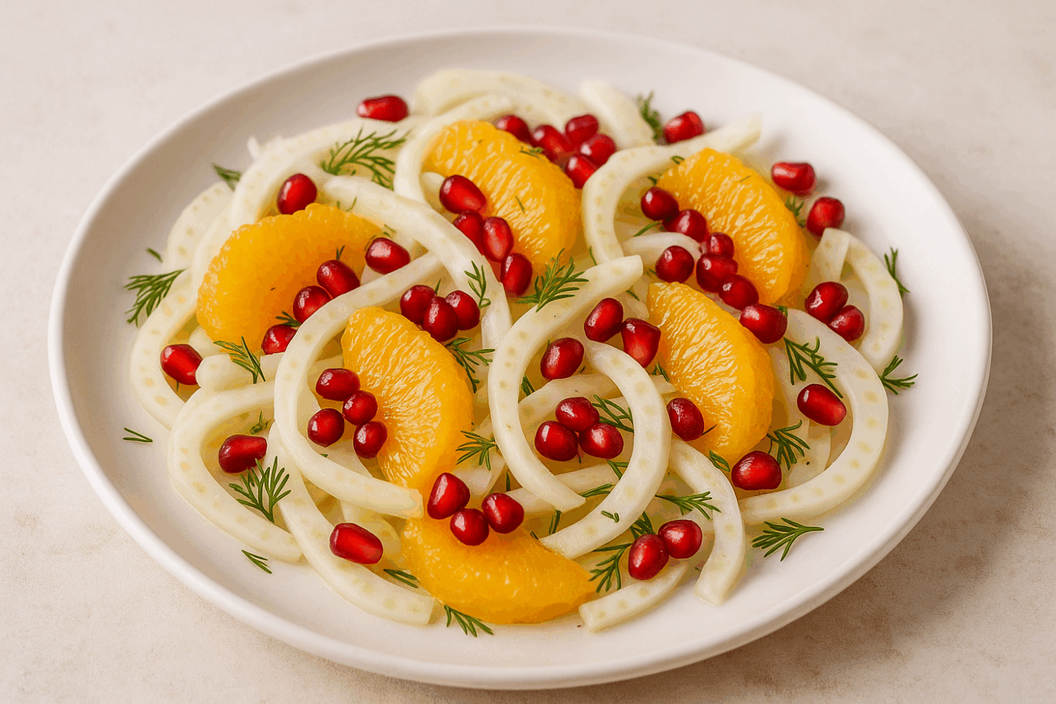 Insalata di Finocchi, Arance e Melograna (Salad with Fennel, Orange and Pomegranate)
